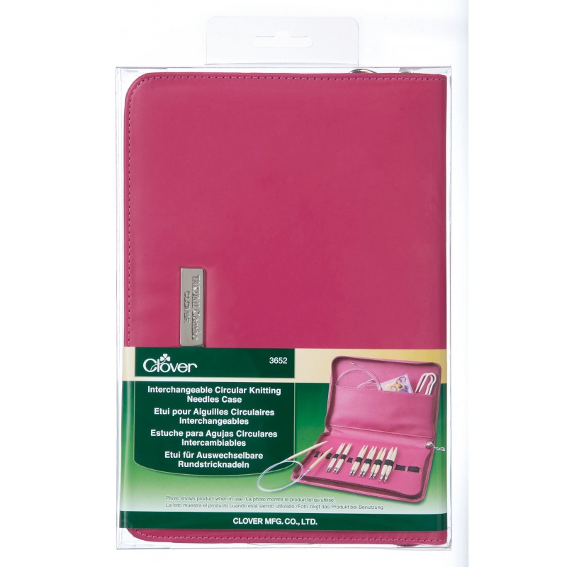 Clover #3652 Interchangeable Circular Knitting Needles Case (Pink)